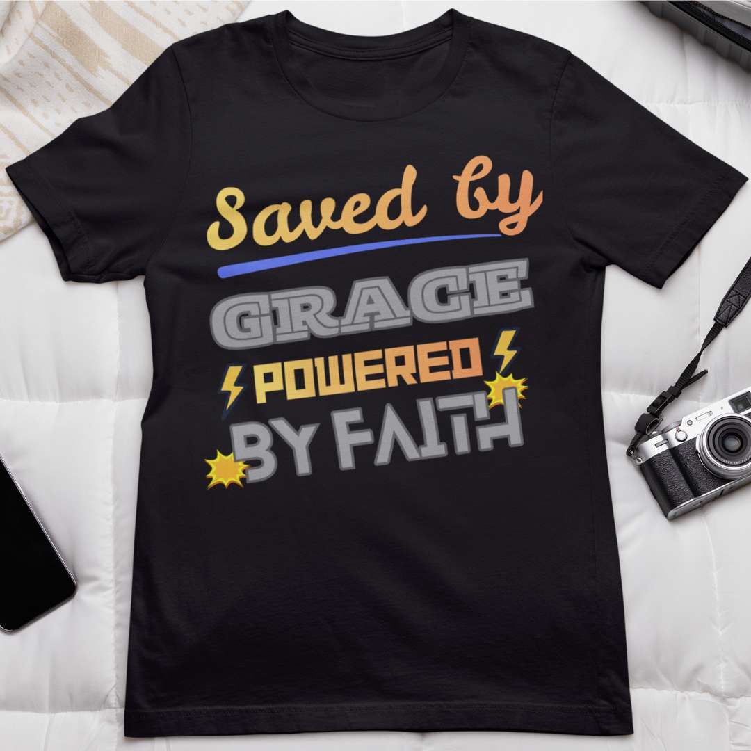 Saved by Grace Powered by Faith - Unisex Supima T-Shirt