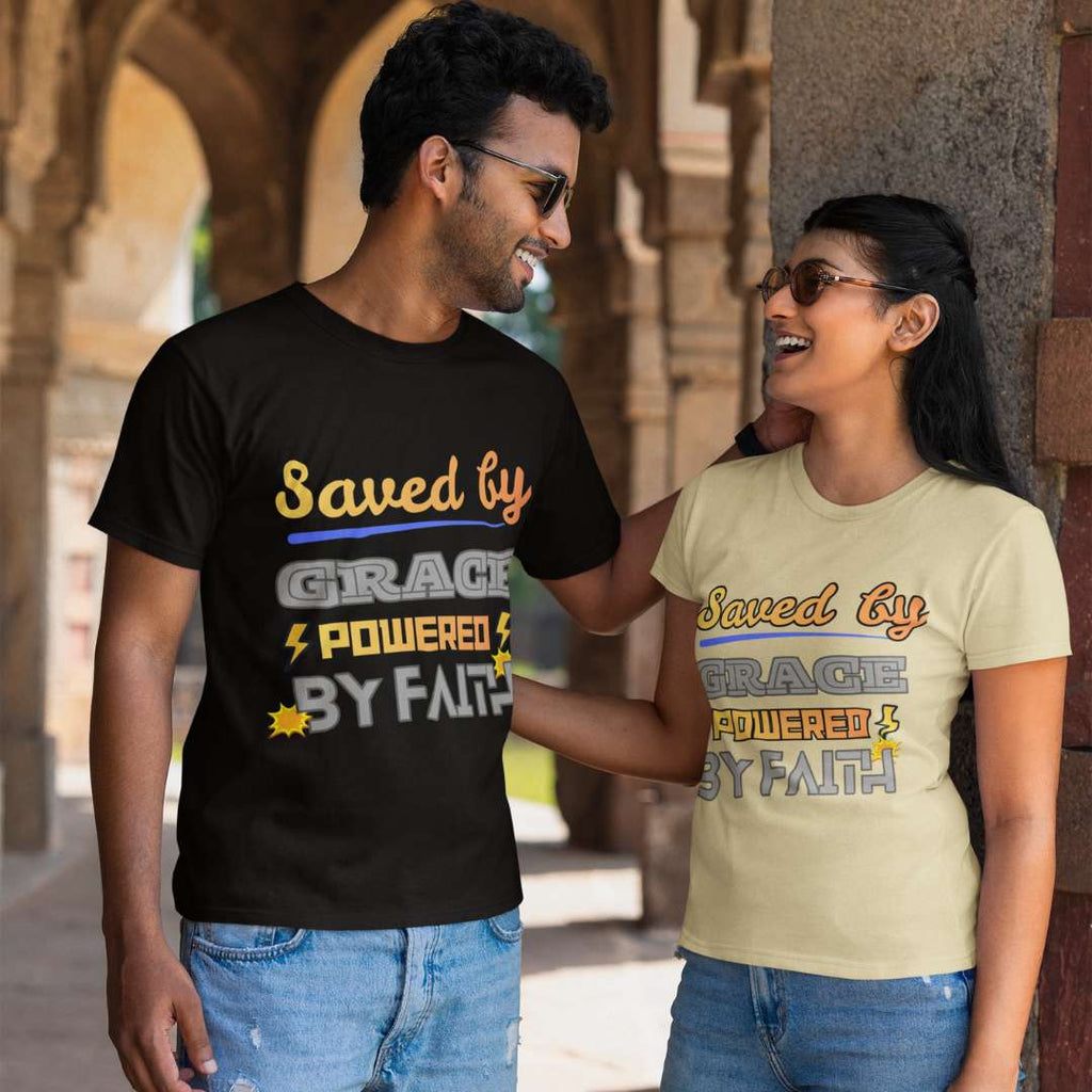Saved by Grace Powered by Faith - Unisex Supima T-Shirt