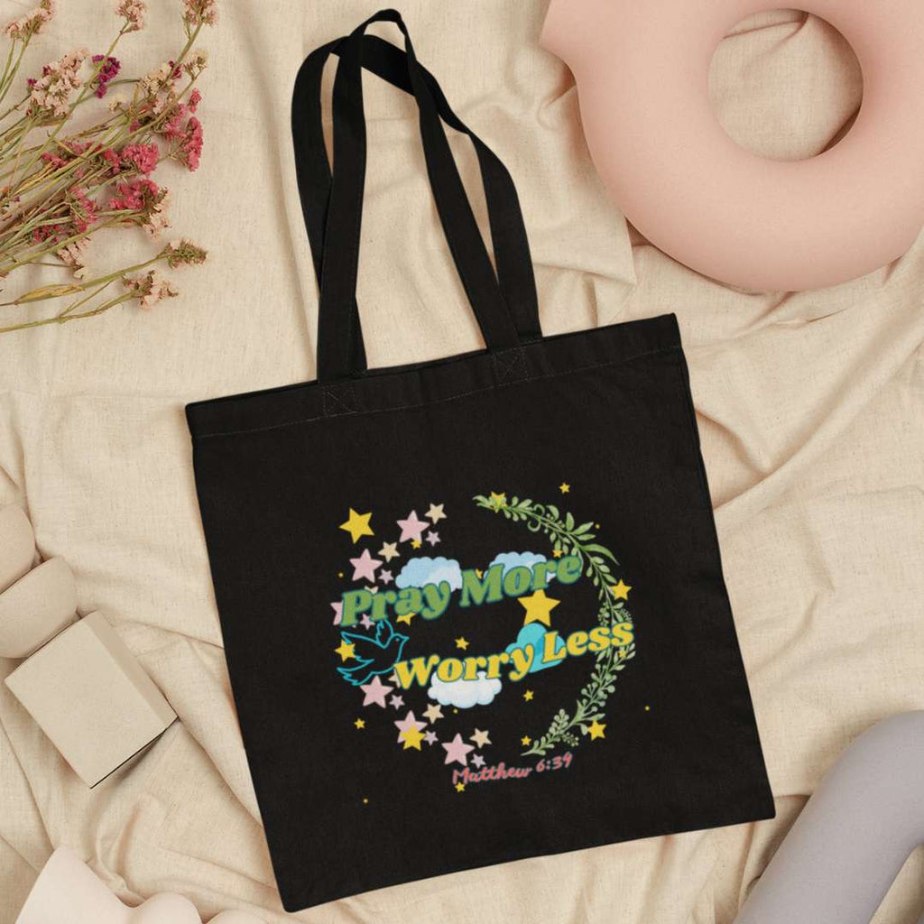 Pray More Worry Less - Essential Signature Tote Bag (with Zipper)