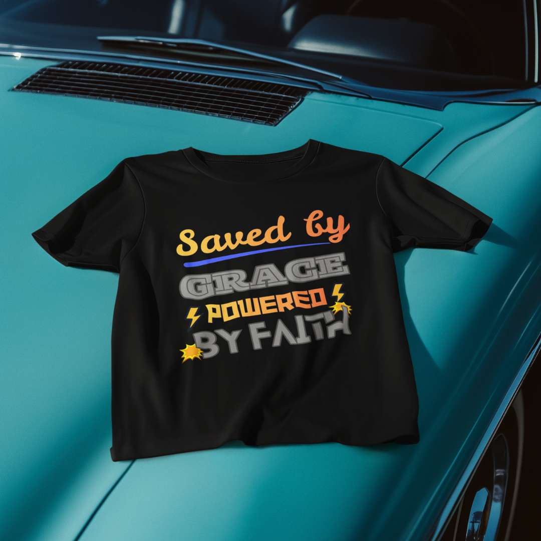 Saved by Grace Powered by Faith - Unisex Supima T-Shirt