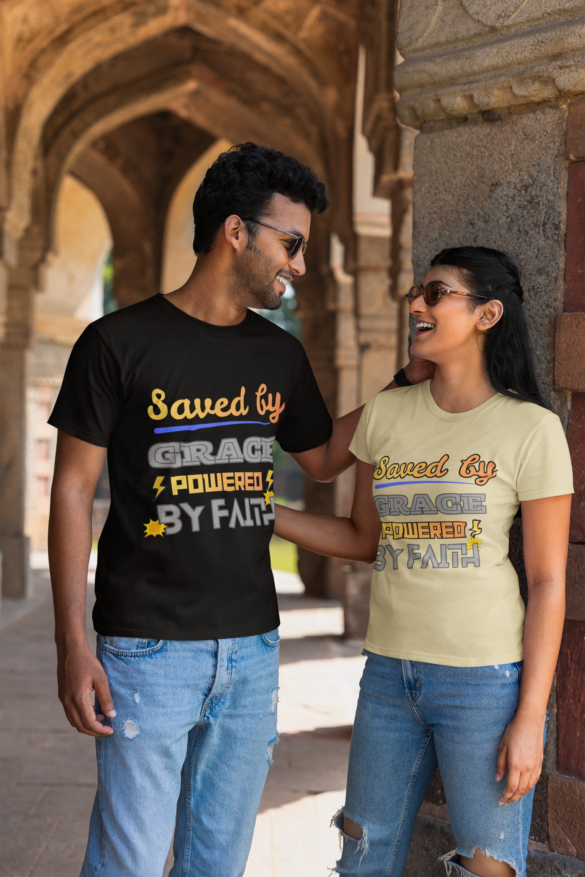 Saved by Grace Powered by Faith - Unisex Supima T-Shirt