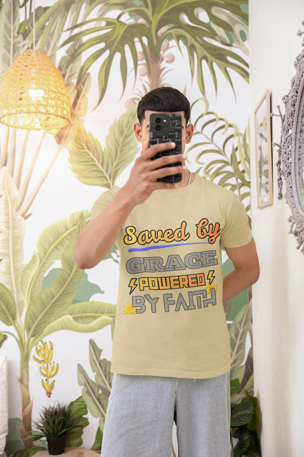 Saved by Grace Powered by Faith - Unisex Supima T-Shirt