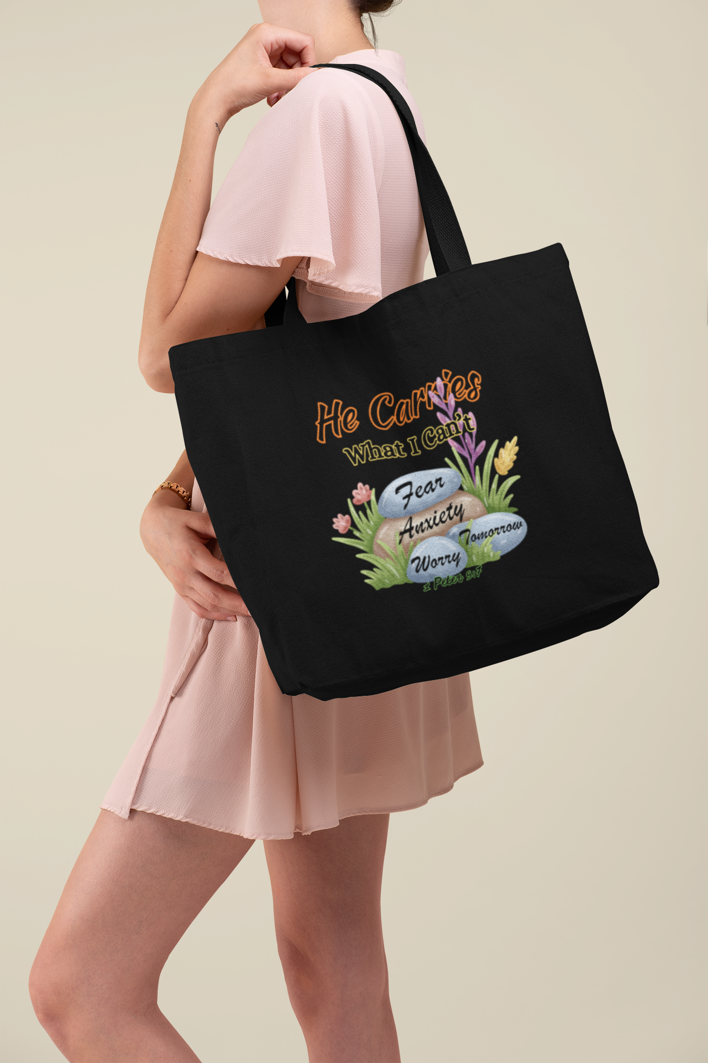 He Carries What I Can't - Essential Signature Tote Bag (with Zipper)