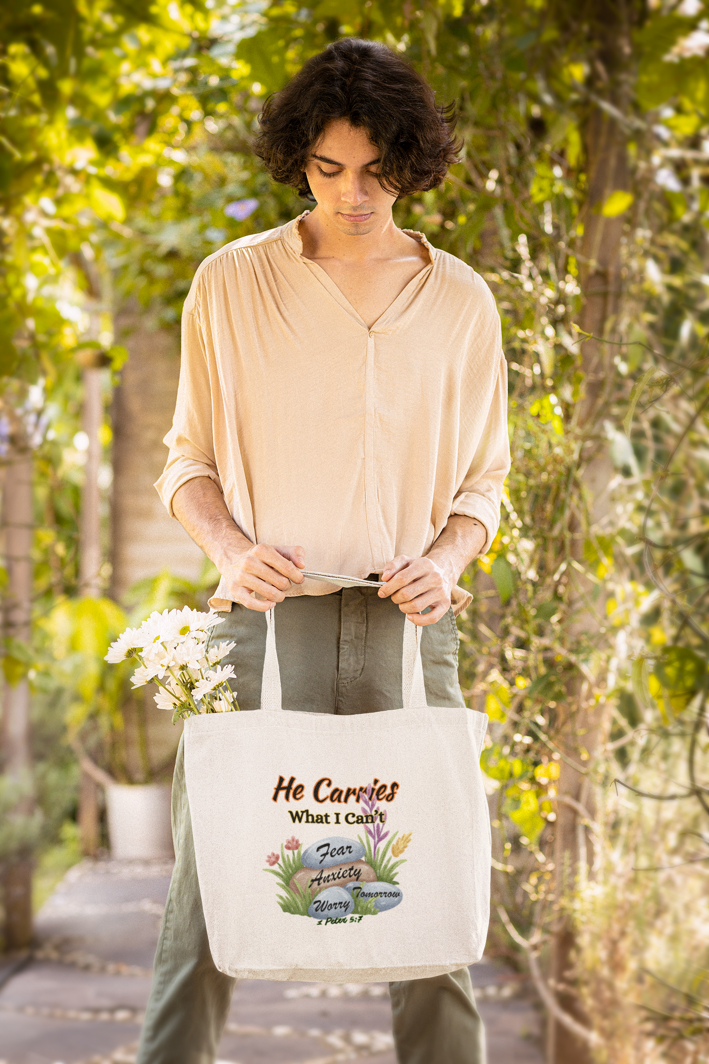 He Carries What I Can't - Essential Signature Tote Bag (with Zipper)