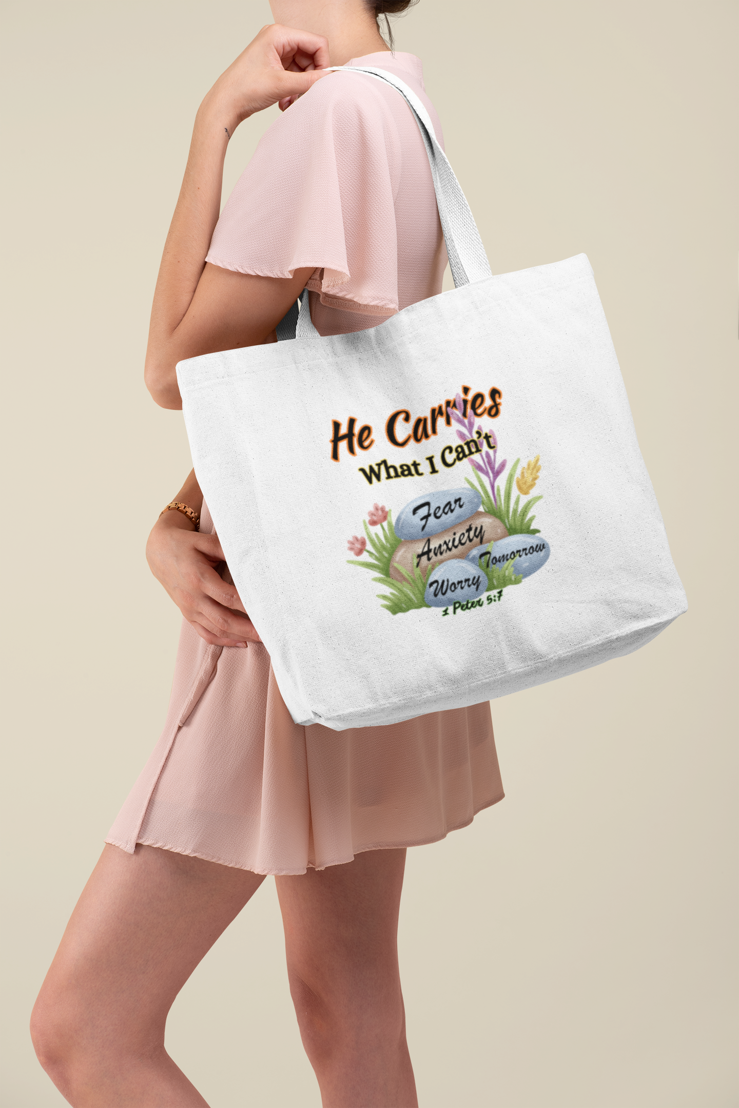 He Carries What I Can't - Essential Signature Tote Bag (with Zipper)