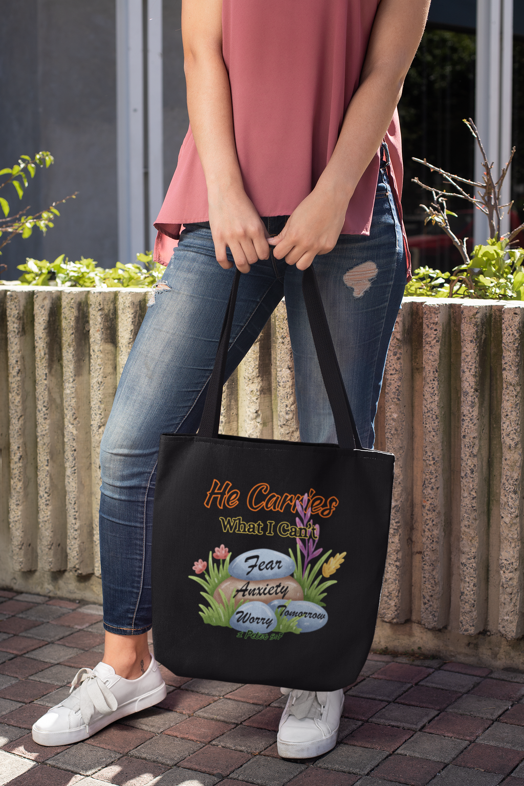 He Carries What I Can't - Essential Signature Tote Bag (with Zipper)