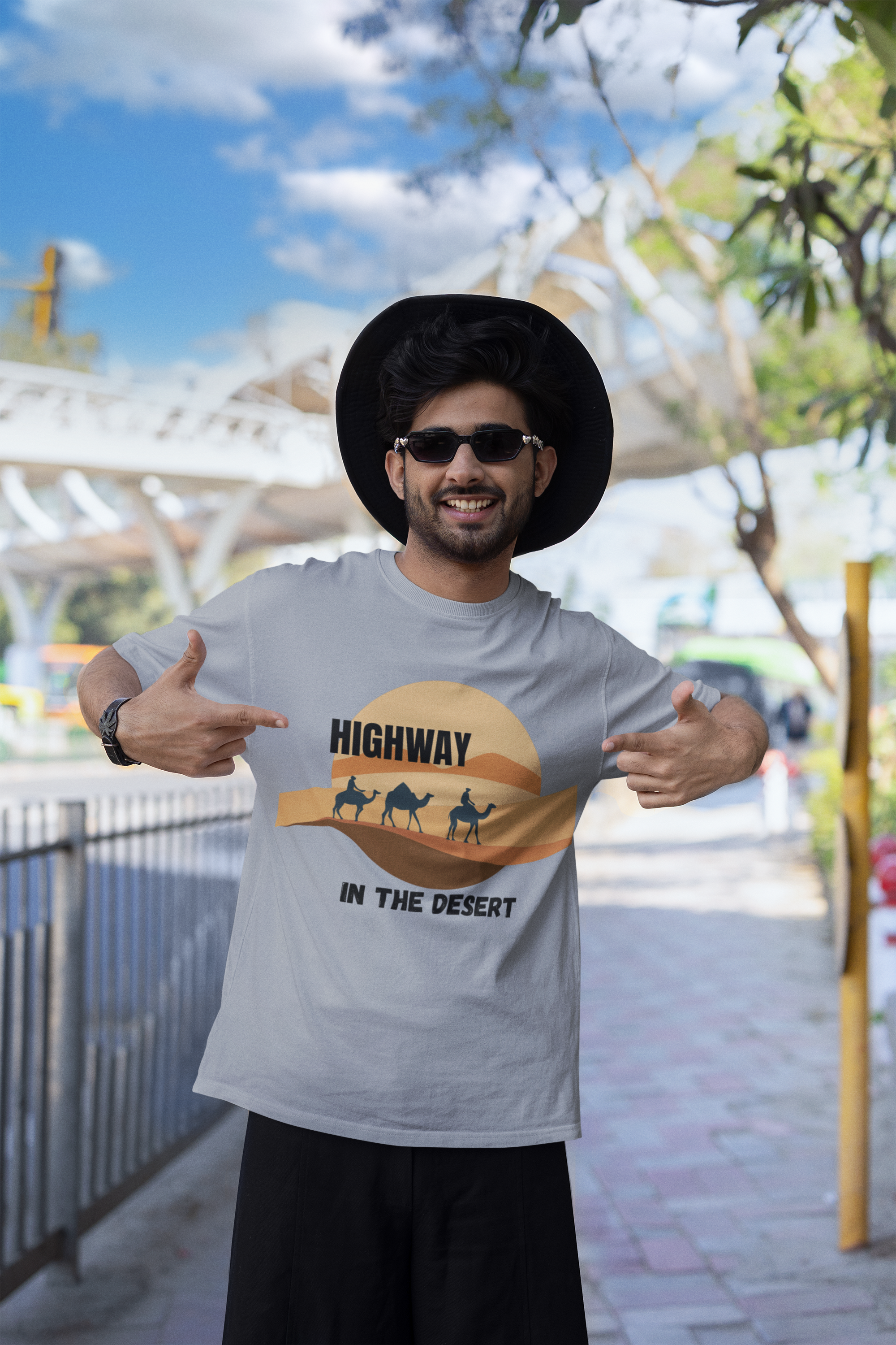 Highway in the Desert - Unisex Oversized Classic T-Shirt