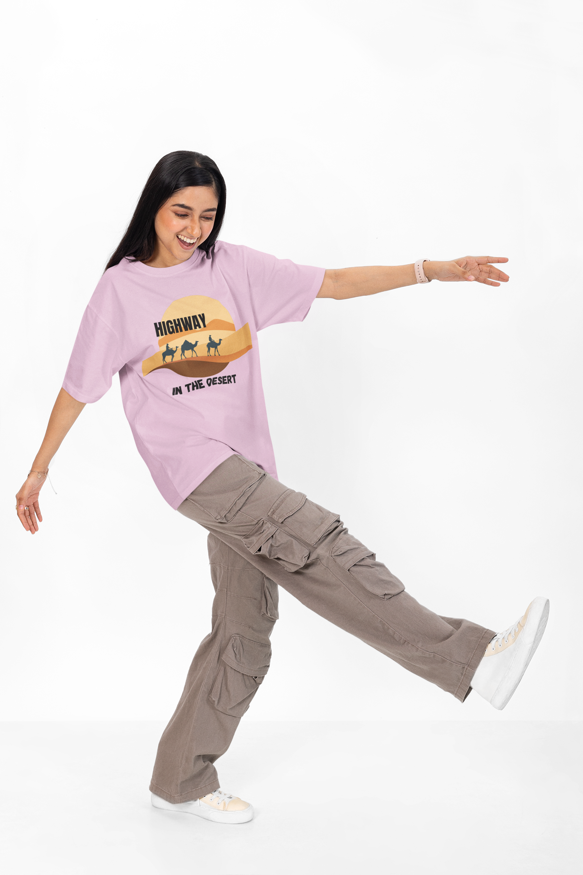 Highway in the Desert - Unisex Oversized Classic T-Shirt