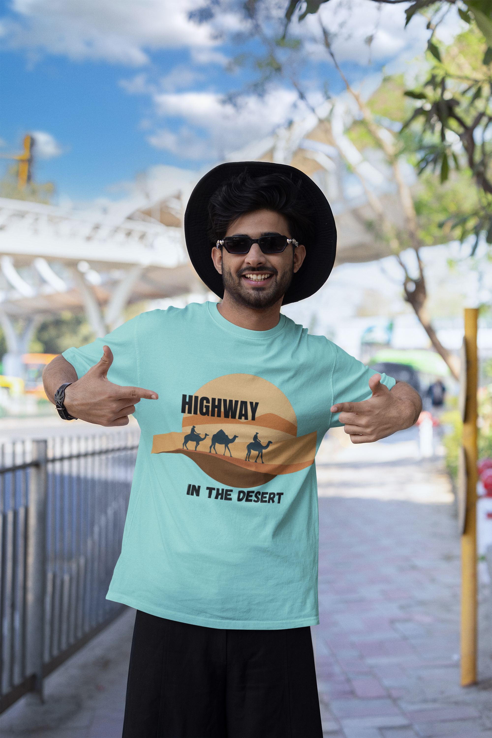 Highway in the Desert - Unisex Oversized Classic T-Shirt