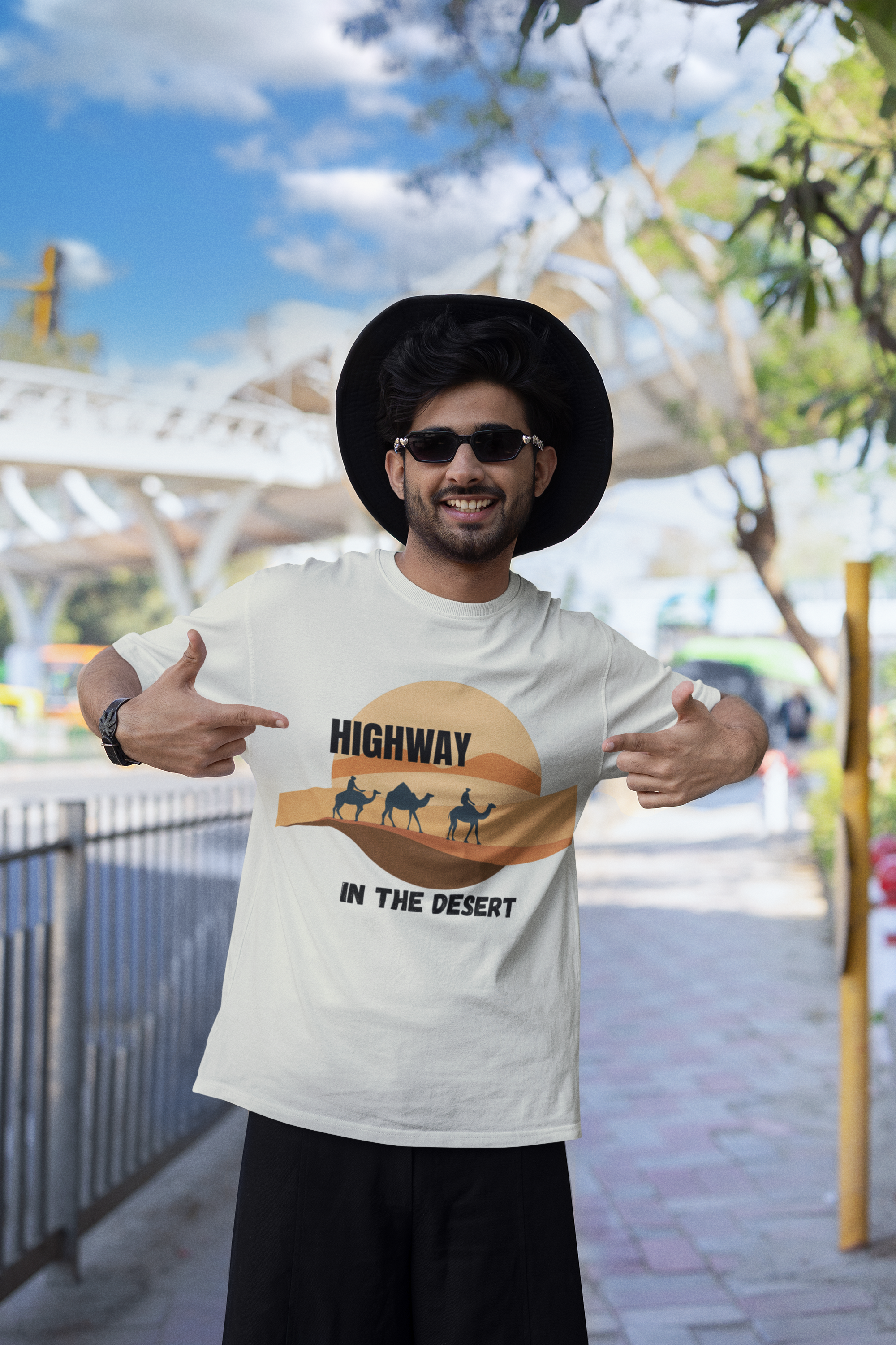 Highway in the Desert - Unisex Oversized Classic T-Shirt