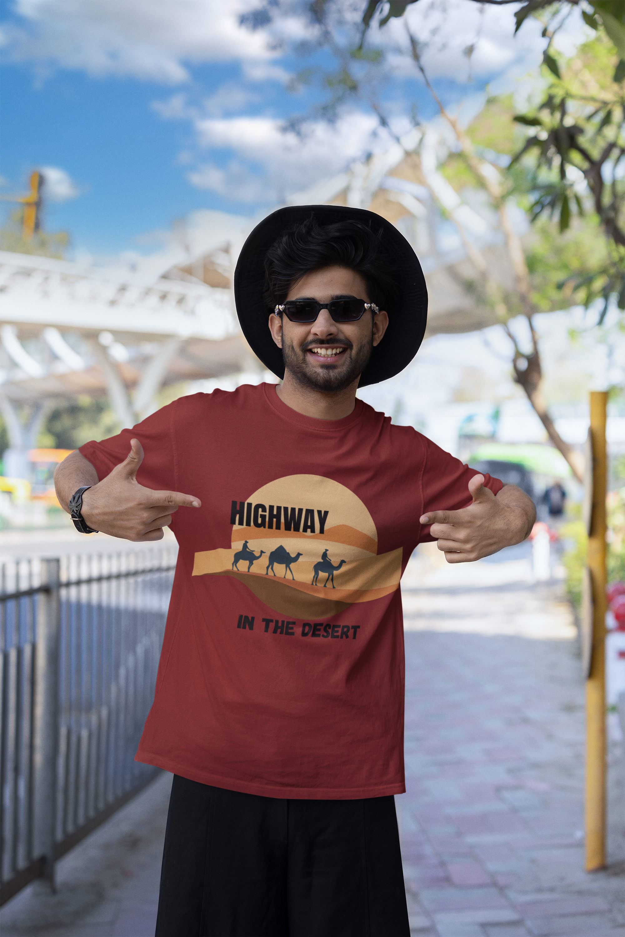 Highway in the Desert - Unisex Oversized Classic T-Shirt