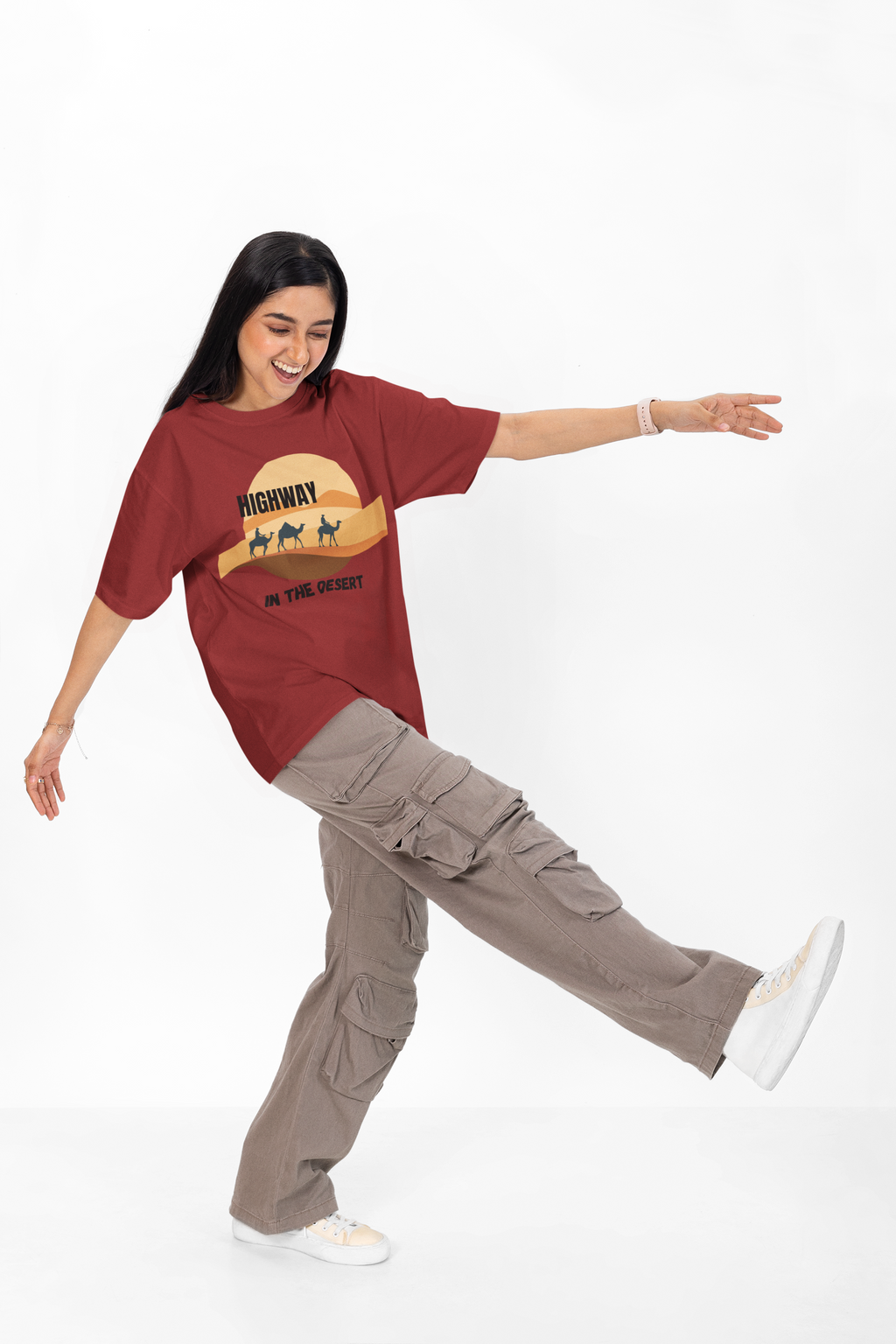 Highway in the Desert - Unisex Oversized Classic T-Shirt