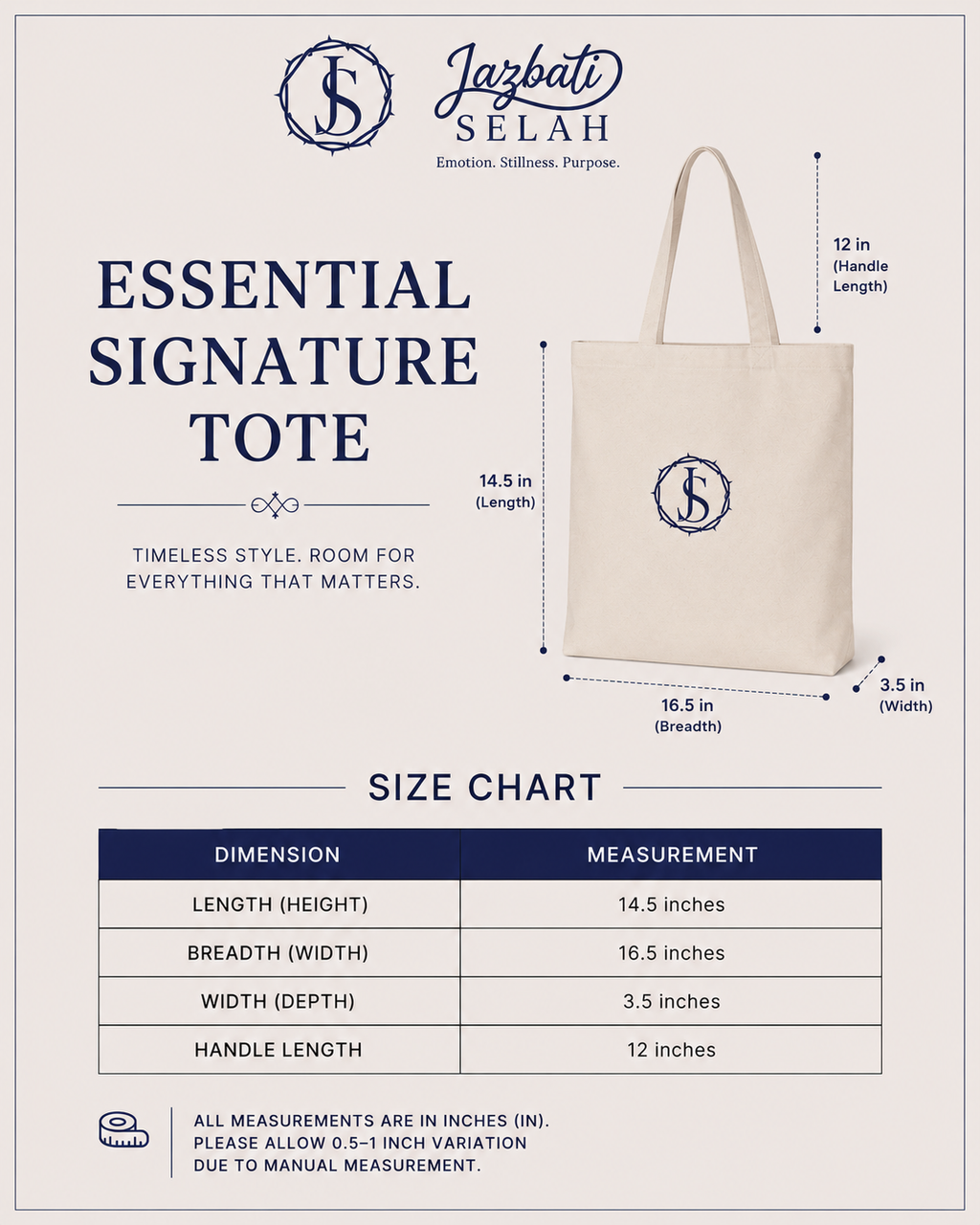 Bible Study Bag D2 - Essential Signature Tote Bag (with Zipper)
