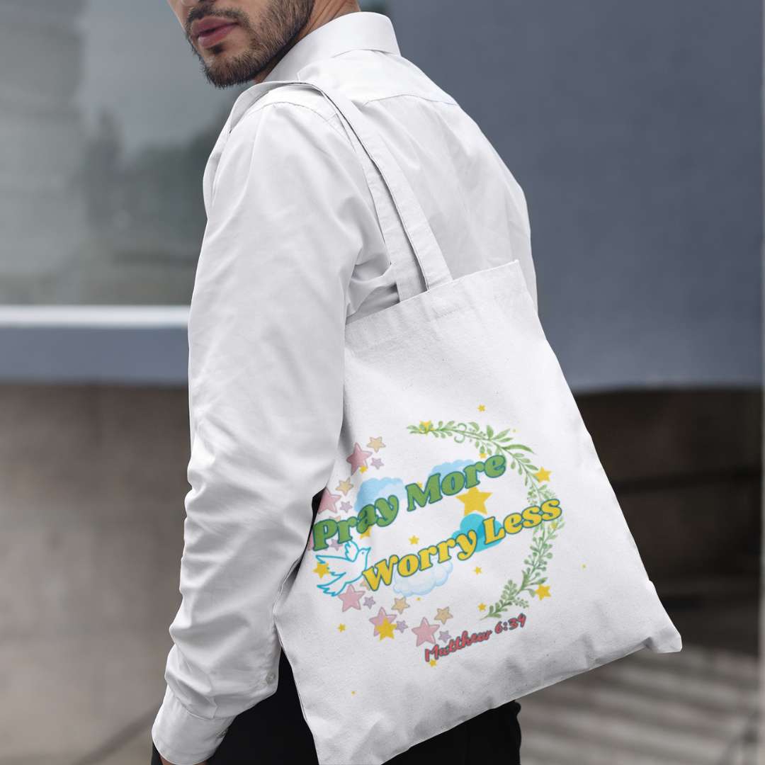 Pray More Worry Less - Essential Signature Tote Bag (with Zipper)