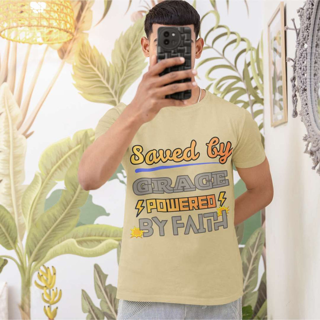 Saved by Grace Powered by Faith - Unisex Supima T-Shirt