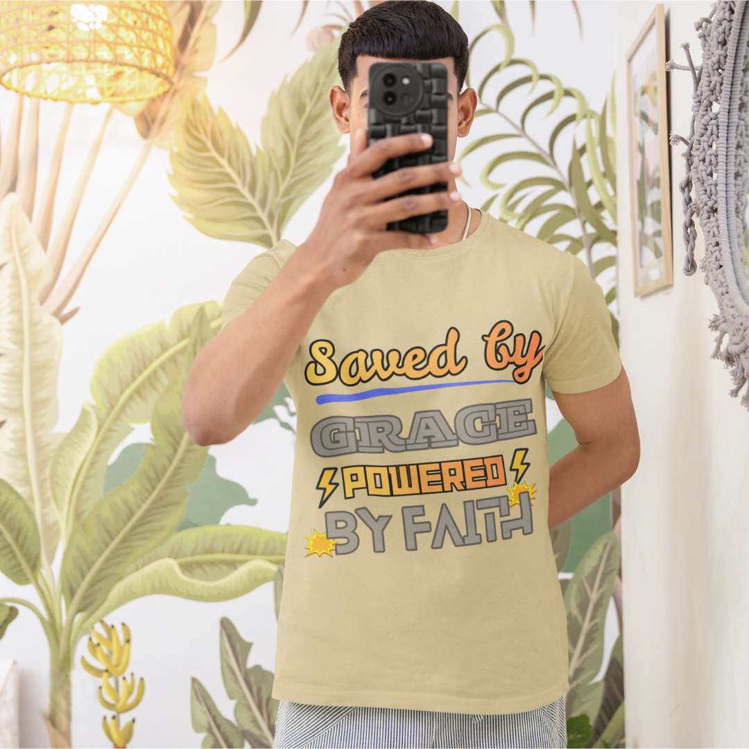 Saved by Grace Powered by Faith - Unisex Supima T-Shirt