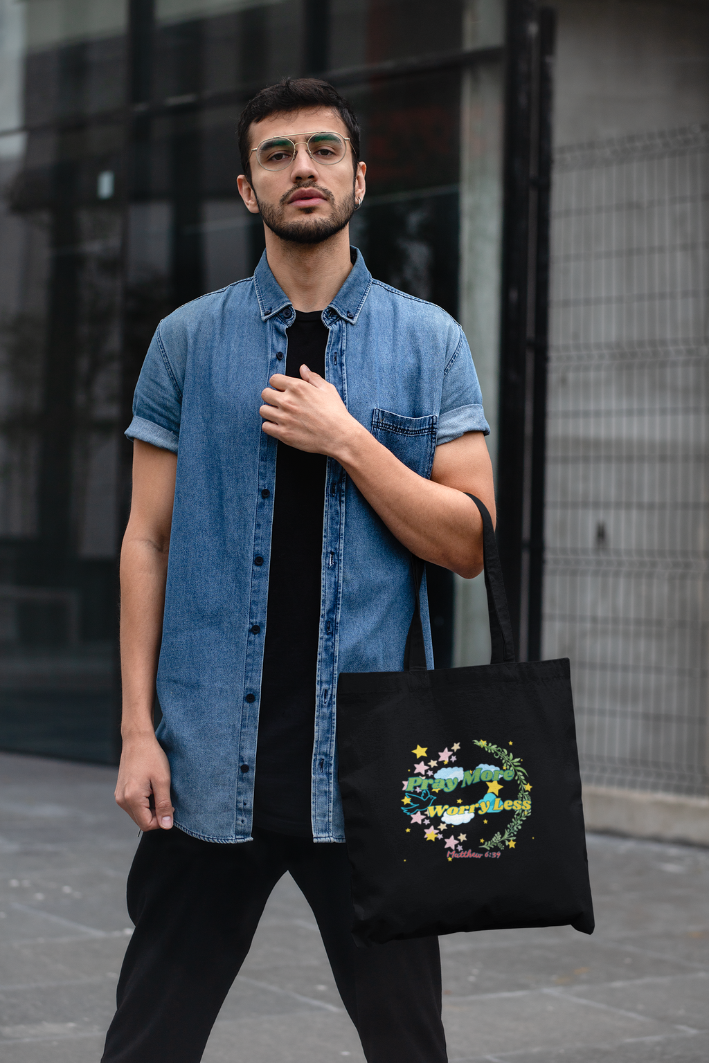 Pray More Worry Less - Essential Signature Tote Bag (with Zipper)