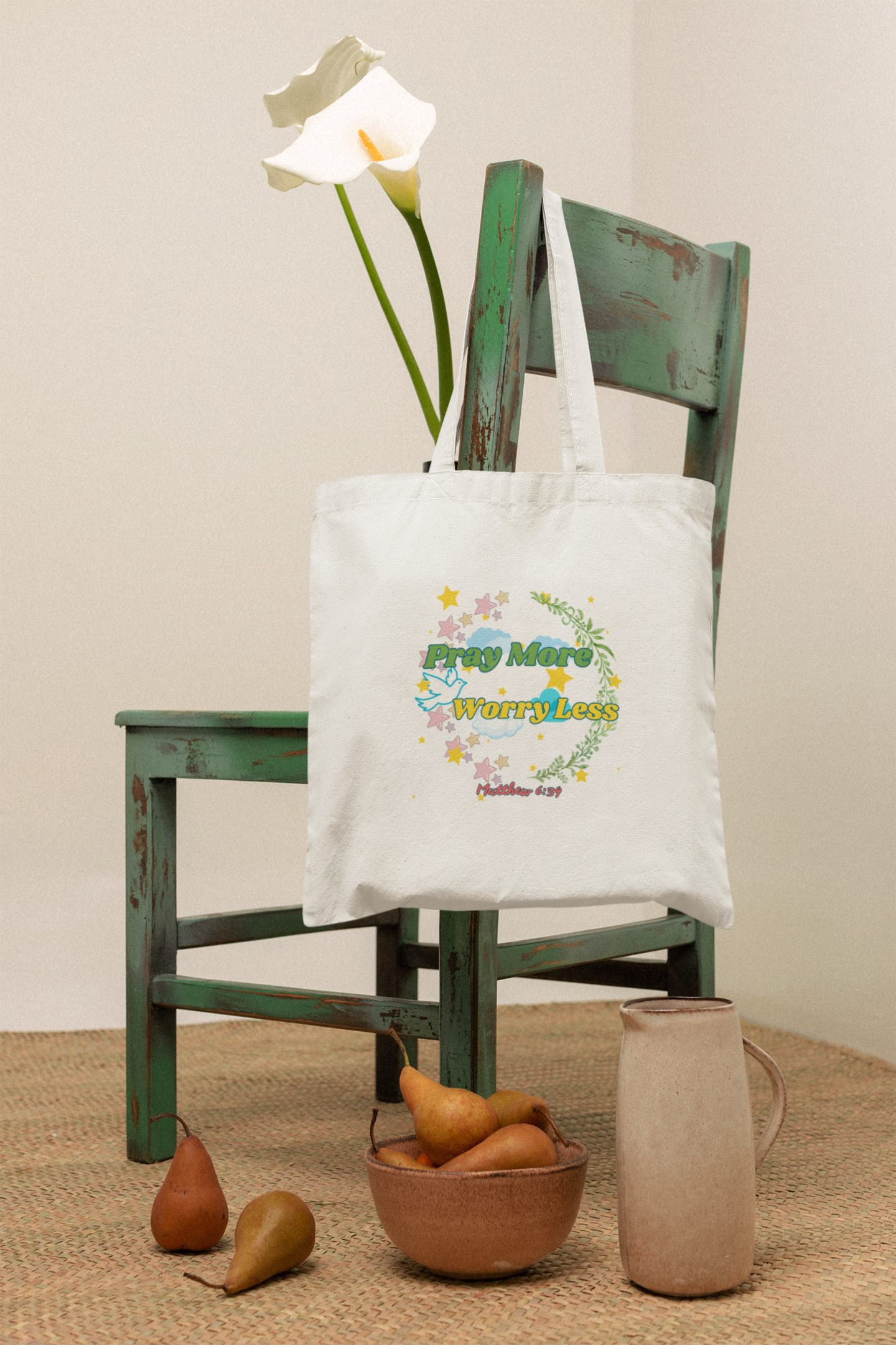 Pray More Worry Less - Essential Signature Tote Bag (with Zipper)