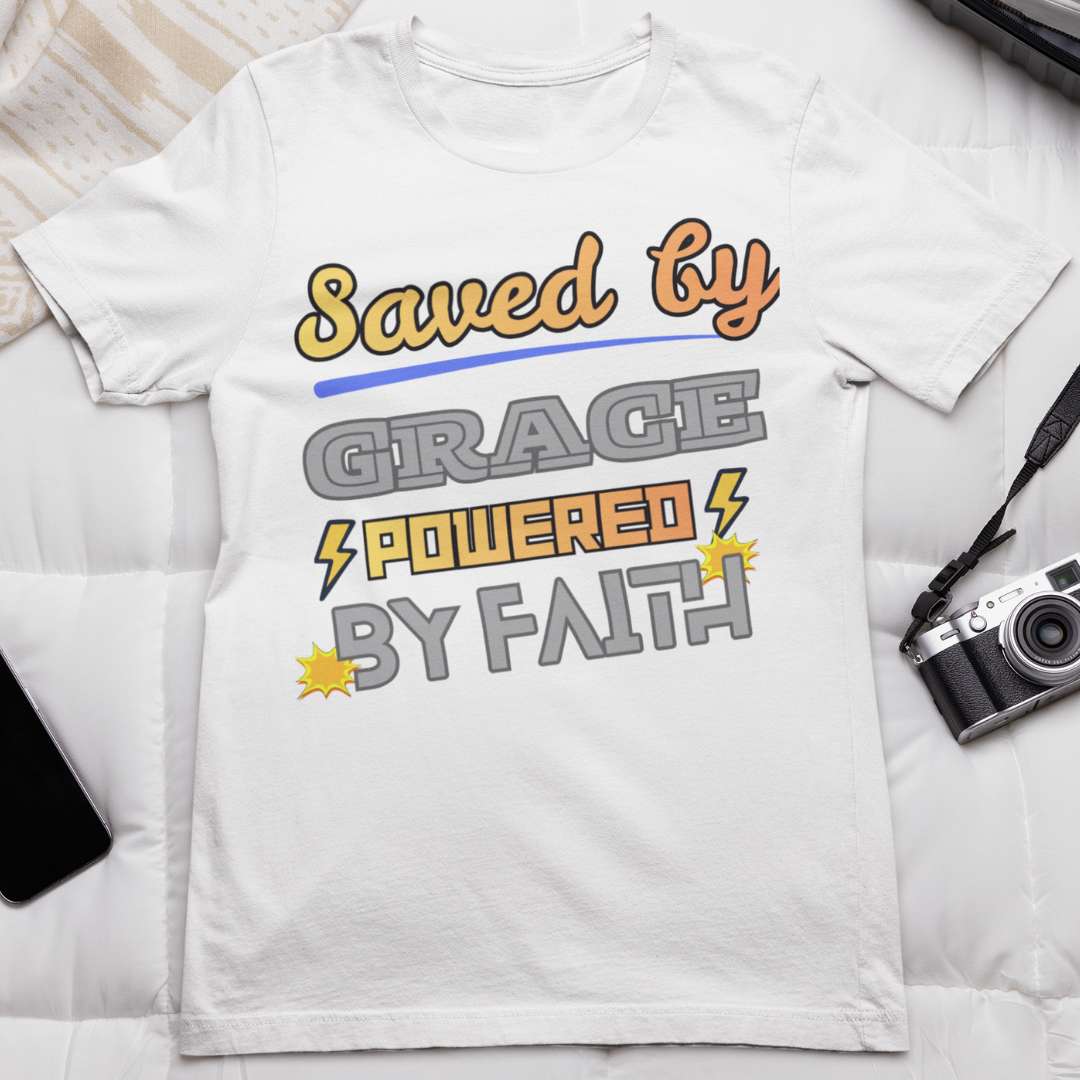 Saved by Grace Powered by Faith - Unisex Supima T-Shirt