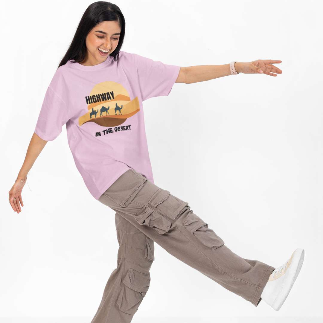 Highway in the Desert - Unisex Oversized Classic T-Shirt