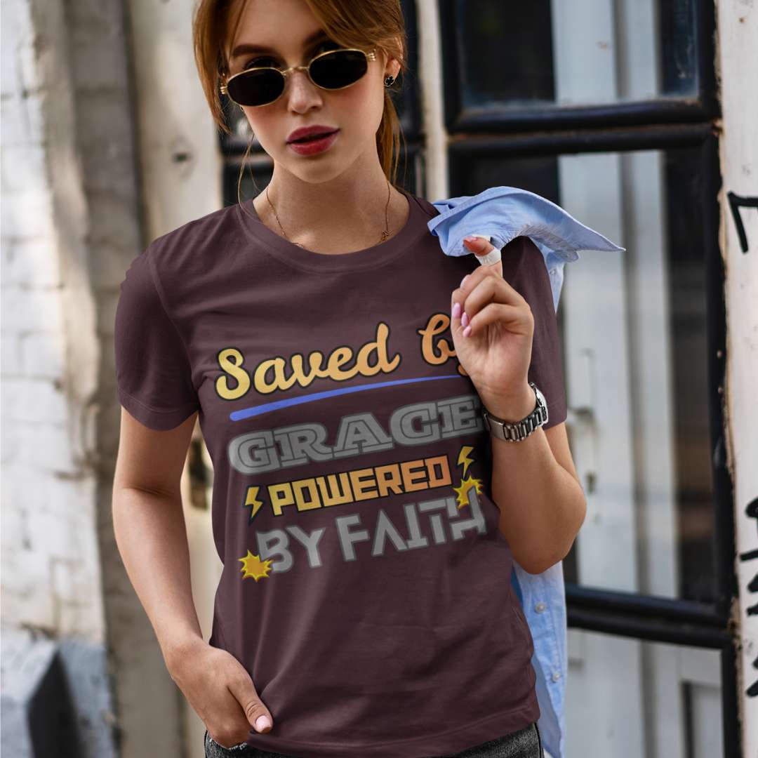Saved by Grace Powered by Faith - Unisex Supima T-Shirt
